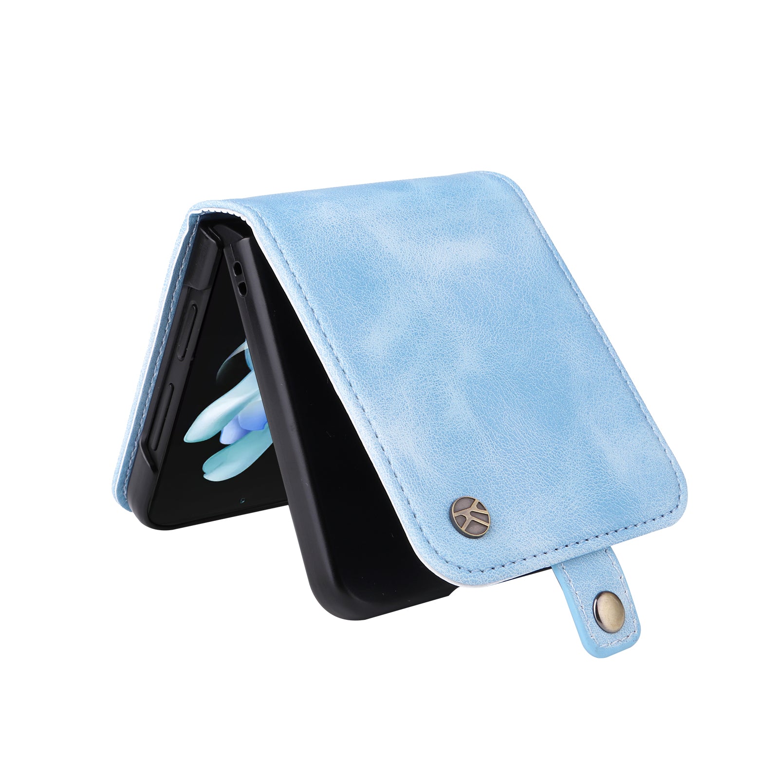 YIKATU YK-002 For Samsung Galaxy Z Flip6 5G Case Card Holders PU Leather Skin-touch Phone Cover - Baby Blue YIKATU YK-002 For Samsung Galaxy Z Flip6 5G Case Card Holders PU Leather Skin-touch Phone Cover - Baby Blue